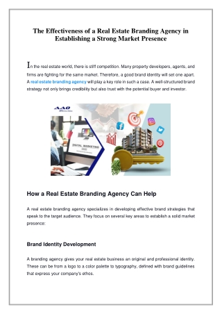 The Effectiveness of a Real Estate Branding Agency in Establishing a Strong Market Presence