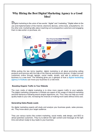Why Hiring the Best Digital Marketing Agency is a Good Idea