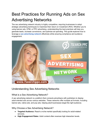 Best Practices for Running Ads on Sex Advertising Networks