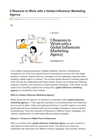 5 Reasons to Work with a Global Influencer Marketing Agency