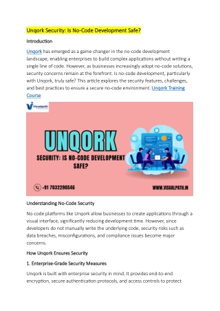 Best Unqork Online Training Institute | Unqork Training