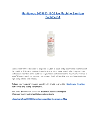 Manitowoc 9405653 16OZ Ice Machine Sanitizer PartsFe CA