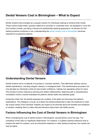 Dental Veneers Cost in Birmingham What to Expect