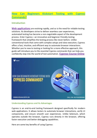 Cypress Training - Cypress Training in Hyderabad