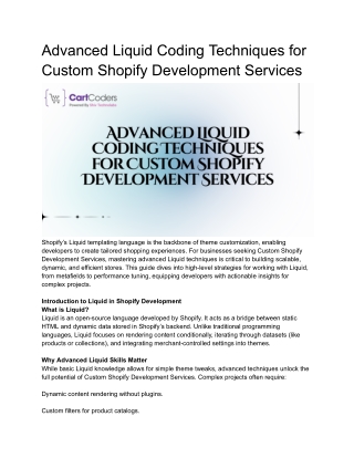 Advanced Liquid Coding Techniques for Custom Shopify Development Services