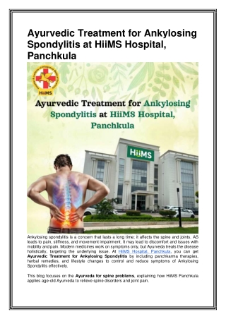 Ayurvedic Treatment for Ankylosing Spondylitis at HiiMS Hospital