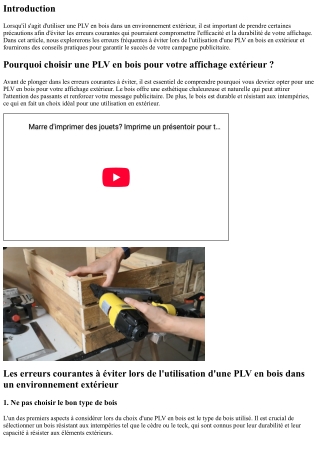 Les erreurs courantes à éviter lors de l'utilisation d'une PLV en bois dans un e