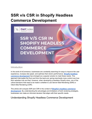 SSR v_s CSR in Shopify Headless Commerce Development
