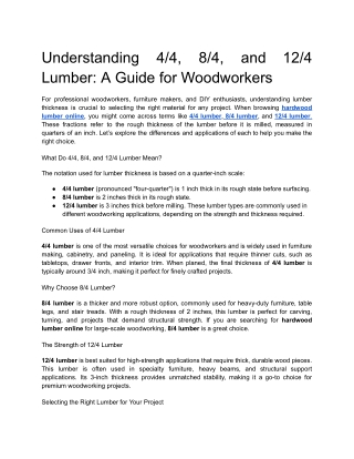 Understanding 4_4, 8_4, and 12_4 Lumber_ A Guide for Woodworkers