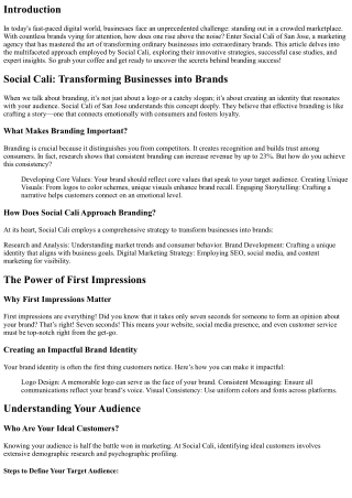 Social Cali: Transforming Businesses into Brands