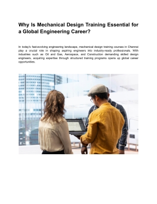 Mechanical Design Training Courses in Chennai