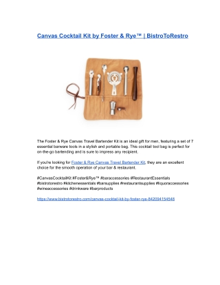 Canvas Cocktail Kit by Foster & Rye™ _ BistroToRestro