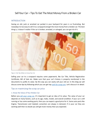 Sell Your Car – Tips To Get The Most Money From a Broken Car