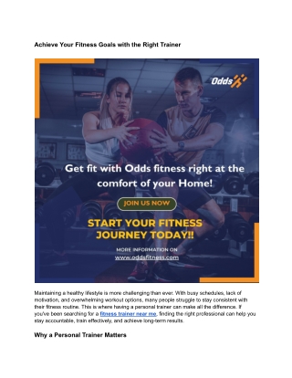 Achieve Your Fitness Goals with the Right Trainer