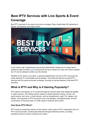 Best IPTV Services with Live Sports & Event Coverage