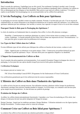 L'Art du Packaging : Les Coffrets en Bois pour Spiritueux