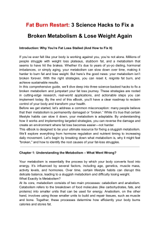 Fat Burn Restart: 3 Science Hacks to Fix a Broken Metabolism & Lose Weight Again