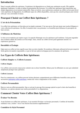 Comment Élever Votre Dégustation avec un Coffret Bois Spiritueux ?