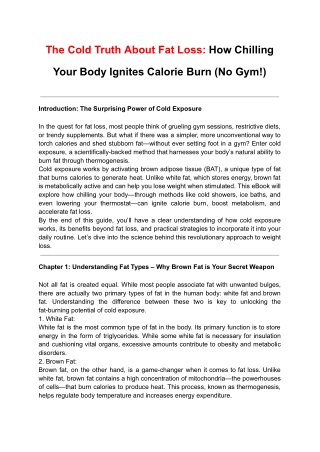 The Cold Truth About Fat Loss_ How Chilling Your Body Ignites Calorie Burn, No Gym