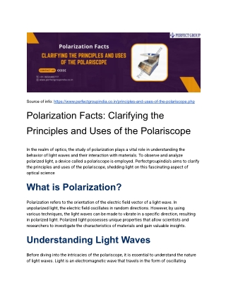 Polarization Facts_ Clarifying the Principles and Uses of the Polariscope