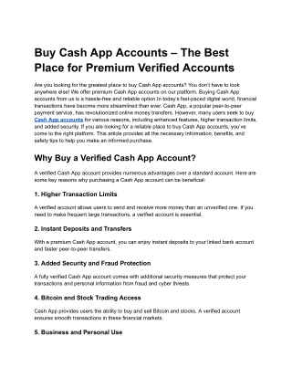 Buy Cash App Accounts – The Best Place for Premium Verified Accounts