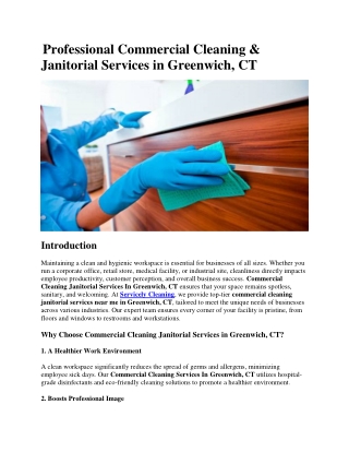 Professional Commercial Cleaning & Janitorial Services in Greenwich, CT