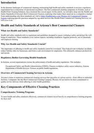 Health and Safety Standards of Arizona's Best Commercial Cleaners