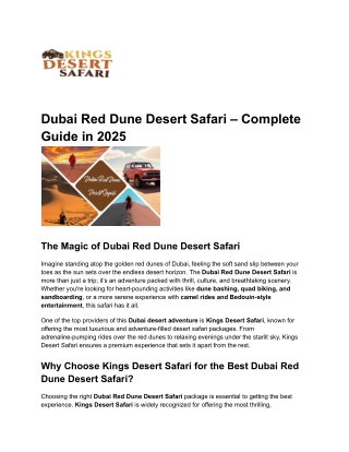 Dubai Red Dune Desert Safari – Complete Guide in 2025