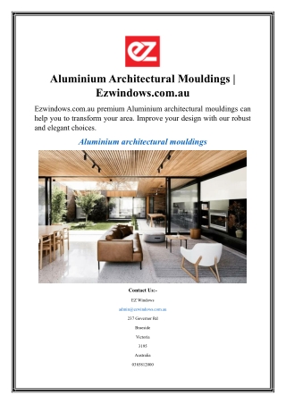 Aluminium Architectural Mouldings  Ezwindows.com.au