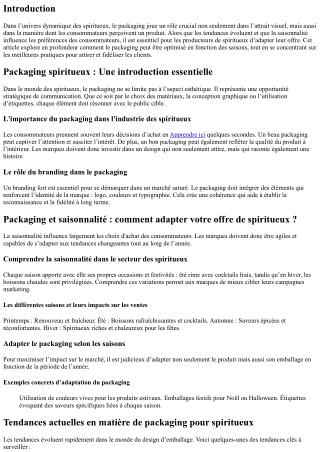 Packaging et saisonnalité : comment adapter votre offre de spiritueux ?