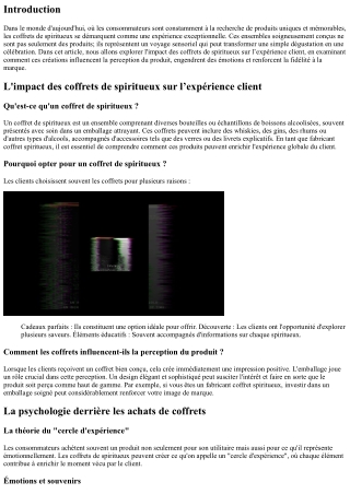 L’impact des coffrets de spiritueux sur l’expérience client