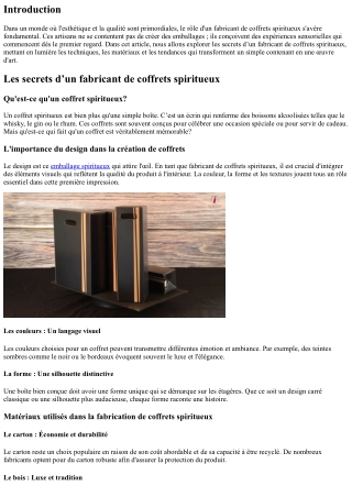 Les secrets d’un fabricant de coffrets spiritueux : l’art de la présentation
