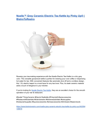Noelle™ Grey Ceramic Electric Tea Kettle by Pinky Up® _ BistroToRestro
