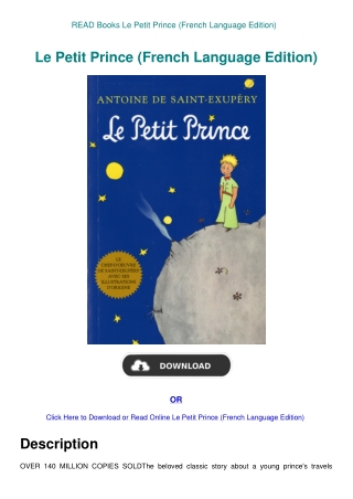READ Books Le Petit Prince (French Language Edition)