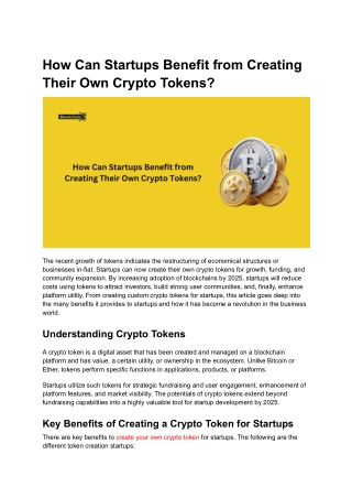 How Can Startups Benefit from Creating Their Own Crypto Tokens