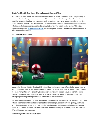 Gclub Casino: A Timeless Platform for Baccarat, Slots, and Casino Games