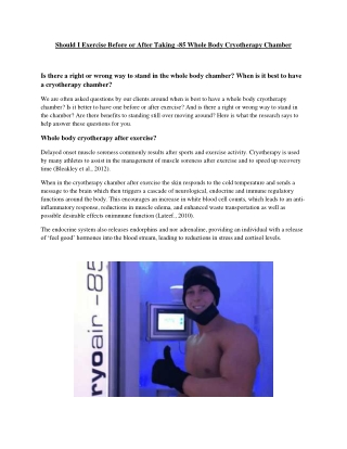 Should I Exercise Before or After Taking -85 Whole Body Cryotherapy Chamber