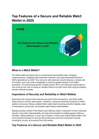Top Features of a Secure and Reliable Web3