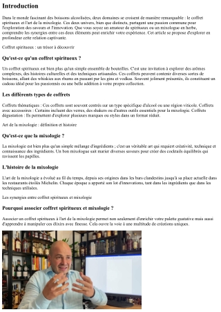 Coffret spiritueux et art de la mixologie : quelles synergies ?