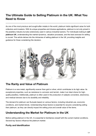 The Ultimate Guide to Selling Platinum in the UK What You Need to Know
