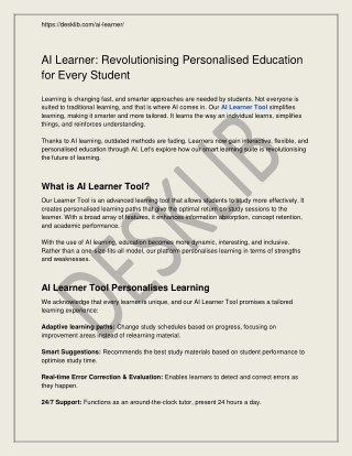 AI Learner: Revolutionizing Personalized Education for Every Student
