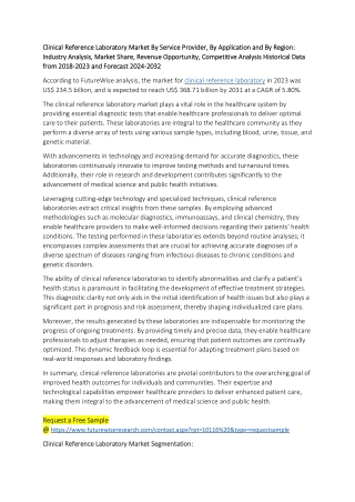 Clinical Reference Laboratory Market Scope, Trends and Forecast
