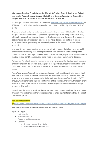 Mammalian Transient Protein Expression Market