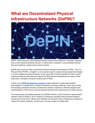 What are Decentralized Physical Infrastructure Networks (DePIN)