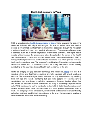 Health tech company in Vizag | INDQ