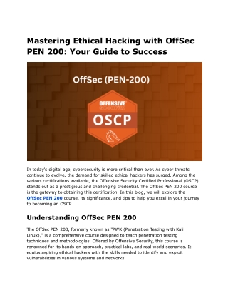 Mastering Ethical Hacking with OffSec PEN 200_ Your Guide to Success