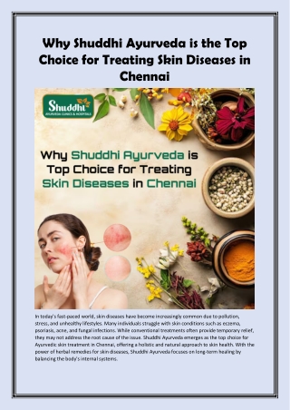 Shuddhi Ayurveda is the Top Choice for Treating Skin Diseases in Chennai