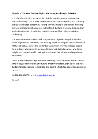 BEST DIGITAL MARKETING COURSE IN PALAKKAD