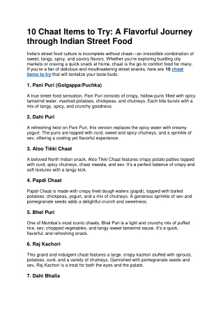 10 chaat items to try