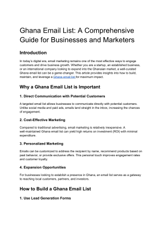 Ghana Email List: A Comprehensive Guide for Businesses and Marketers